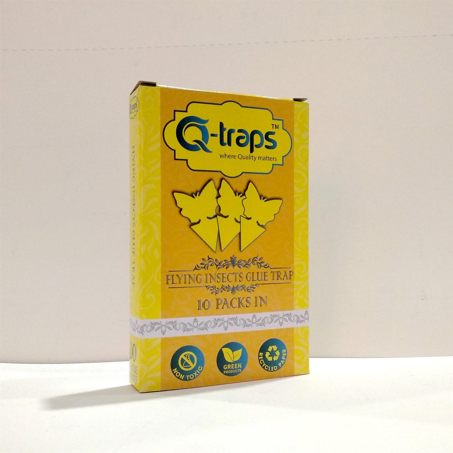 Qtraps Sticky Insect Traps – Yellow Flying Bug Catcher for Indoor House Plant, Organic Garden, Outdoor Greenhouse & More – Butterfly Shaped Paper Trap w/Eco Friendly, Non Toxic Glue – Bulk 10 Traps