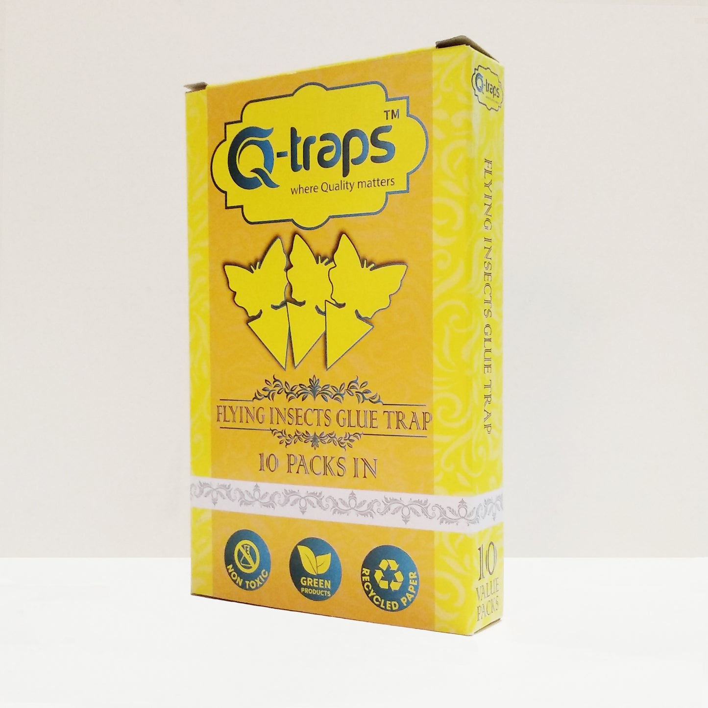 Qtraps Sticky Insect Traps – Yellow Flying Bug Catcher for Indoor House Plant, Organic Garden, Outdoor Greenhouse & More – Butterfly Shaped Paper Trap w/Eco Friendly, Non Toxic Glue – Bulk 10 Traps